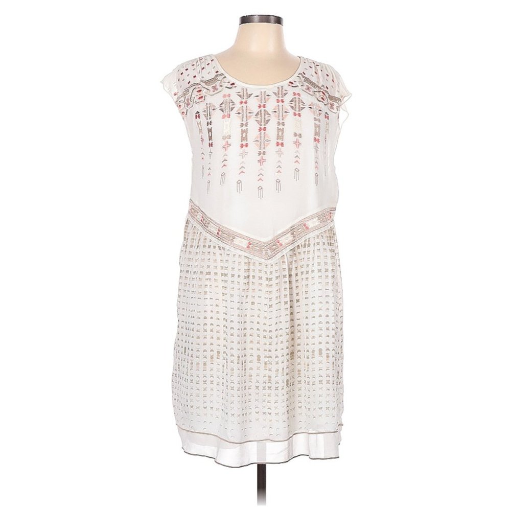 One September White Casual Dress Tunic Size L